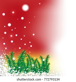 Christmas tree with snow glitter scatter blink star winter background