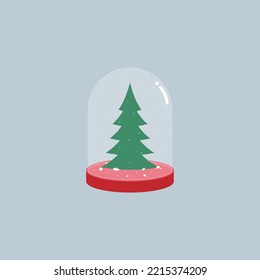 Christmas tree with snow in snow globe