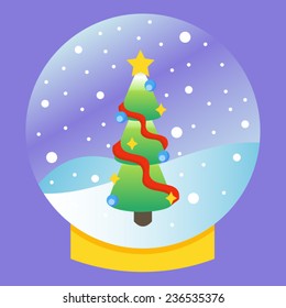 Christmas tree in a snow globe 