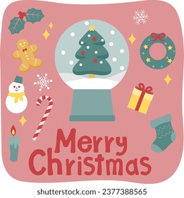 Christmas tree snow globe and Christmas related items