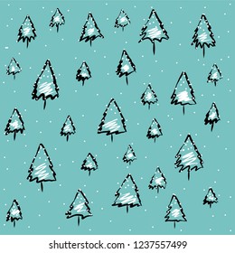 Hand Draw Christmas Tree Snow Vector Stock Vector (Royalty Free) 1236905065