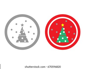 Christmas tree in snow icons isolated on white background. EPS10 vector illustration. Monochrome and color. For christmas card, paper gift, logo, fashion design, fabric etc.