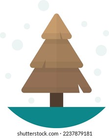 Christmas tree and snow illustration in minimal style isolated on background