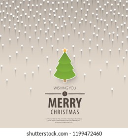 Christmas Tree with Snow Layout/Cover. Minimalist Creative Design Concept. Stock Vector Illustration. Modern and Abstract Background