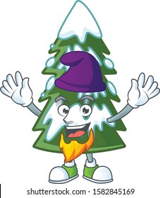 Christmas tree snow mascot cartoon style as an Elf