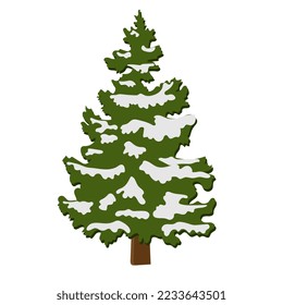 Árbol de Navidad con nieve en ramas y tronco