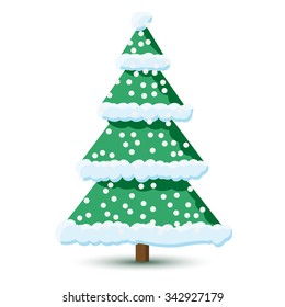 Christmas tree in the snow on white background. Illustration EPS10.