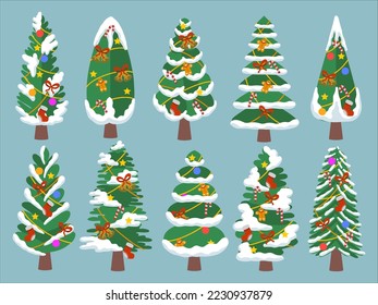 Christmas Tree Snow with Ornaments