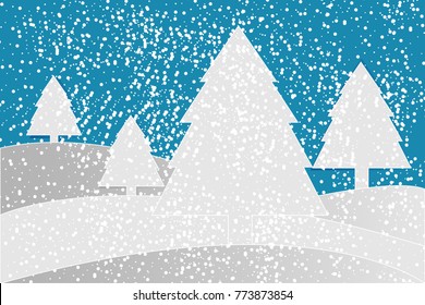 Christmas tree snow papercut vector