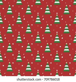 Christmas tree and snow seamless with dot pattern.