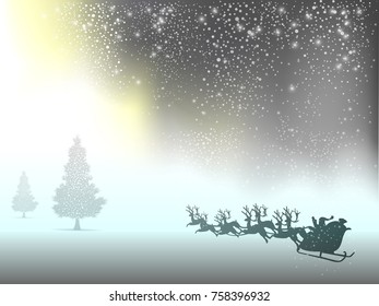 christmas tree snow silhouette background banner design.