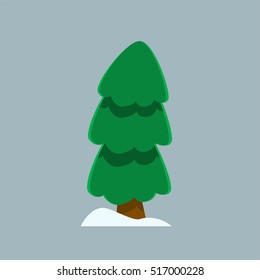 Christmas tree and snow in simple flat style
