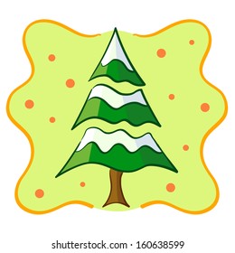 Christmas tree with snow, simple hand drawing vector illustration