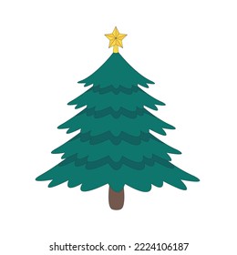 Christmas tree and snow vector icon illustration