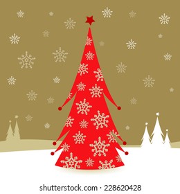 Christmas tree in the snow. Vector illustration