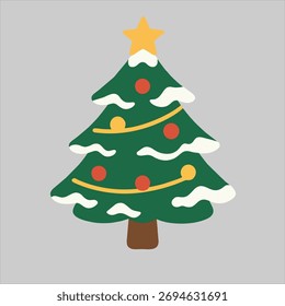 Árbol de Navidad con Ilustración vectorial de nieve