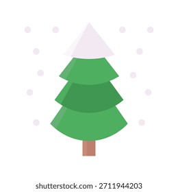 Árbol de Navidad con la Ilustración vectorial de nieve, icono plano del estilo