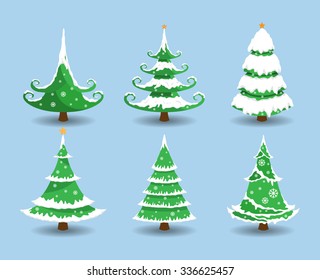 Christmas tree with snow. Vector illustration.