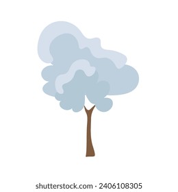 christmas tree in the snow, winter tree, snowy tree, snow falling on the tree illustration
