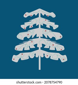 Christmas tree with snowball decoration vector illustration