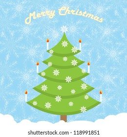christmas tree in the snowfall