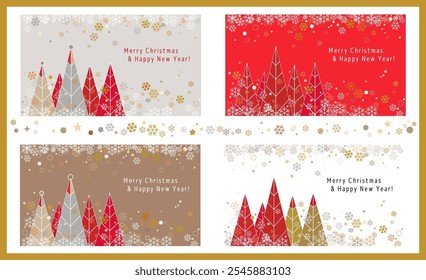 Weihnachtsbaum und Schneeflocke Hintergrund Clipart-Set.