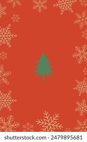 Árbol de Navidad y material de fondo de copo de nieve