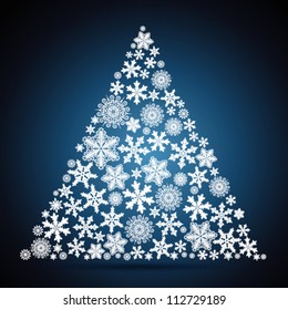 Weihnachtsbaum, Schneeflocken-Designhintergrund.