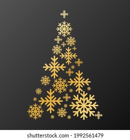 Christmas tree and snowflake  ,isolated on black background, Vector illustration EPS 10