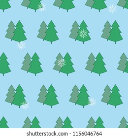 Christmas tree and snowflake seamless pattern. Fashion graphic background design. Modern stylish abstract texture. Colorful template for prints, textiles, wrapping, wallpaper. Vector illustration
