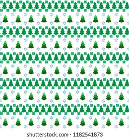 Christmas tree and snowflake seamless pattern. Fashion graphic background design. Modern stylish abstract texture. Colorful template for prints, textiles, wrapping, wallpaper. Vector illustration.