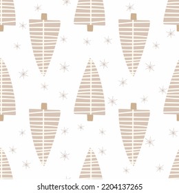 Christmas tree and snowflake seamless pattern. New Year Vector illustration