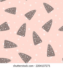 Christmas tree and snowflake seamless pattern. New Year Vector illustration