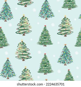 Christmas tree and snowflake seamless pattern