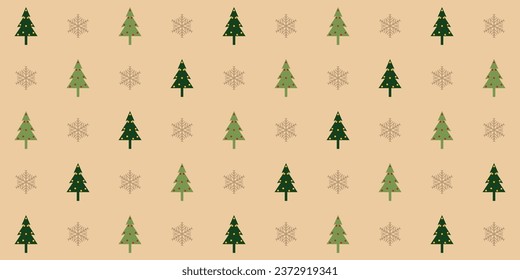 Christmas Tree and snowflake vector Seamless Pattern. Christmas background vector illustration. Repeated background for wrapping paper, textile, fabric, banner, poster.