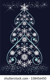 Christmas tree from snowflakes