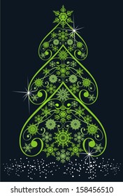 Christmas tree from snowflakes