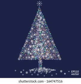 Christmas tree of snowflakes