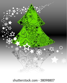 christmas tree and snowflakes