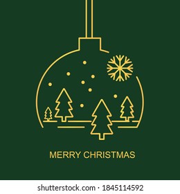 Christmas tree and snowflakes in ball, Linear style