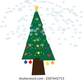 Christmas, Tree, Snowflakes, Colorful, Festive