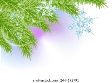 Christmas tree and snowflakes corner background design element 