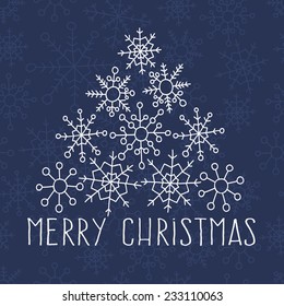 Christmas tree snowflakes greeting card invitation icon symbol 