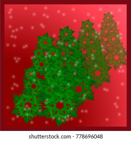 Christmas tree of snowflakes on a red background