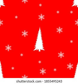 Christmas tree and snowflakes, seamless pattern, vector illustration