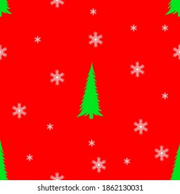Christmas tree and snowflakes, seamless pattern, vector 