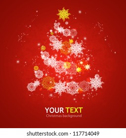 Christmas tree from snowflakes vector background