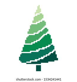 Christmas tree with snowflakes. Vector illustration in pixel art style. 8 bit. Pixel illustration.