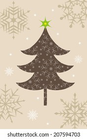 Christmas tree and snowflakes /vector illustration