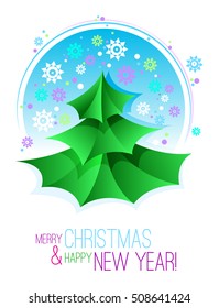 Christmas tree with snowflakes. Vector illustration.